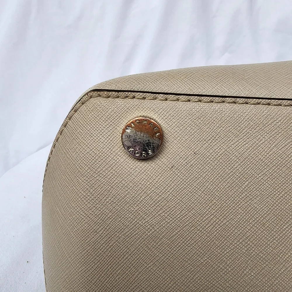 MICHAEL KORS FLORENCE DARK DUNE LARGE‎ LEATHER SATCHEL HANDBAG